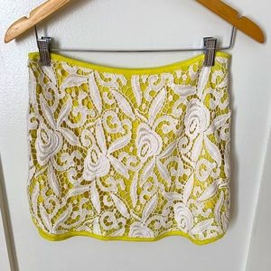 Fate Yellow Crochet Lace Mini Skirt